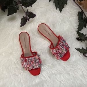 Donald Pliner Reise Fringe Slide Sandals EUC